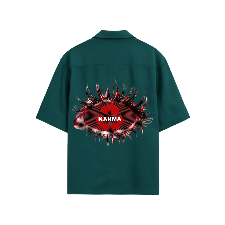 Smiling Cat- Karma Bowling shirt (Teel)