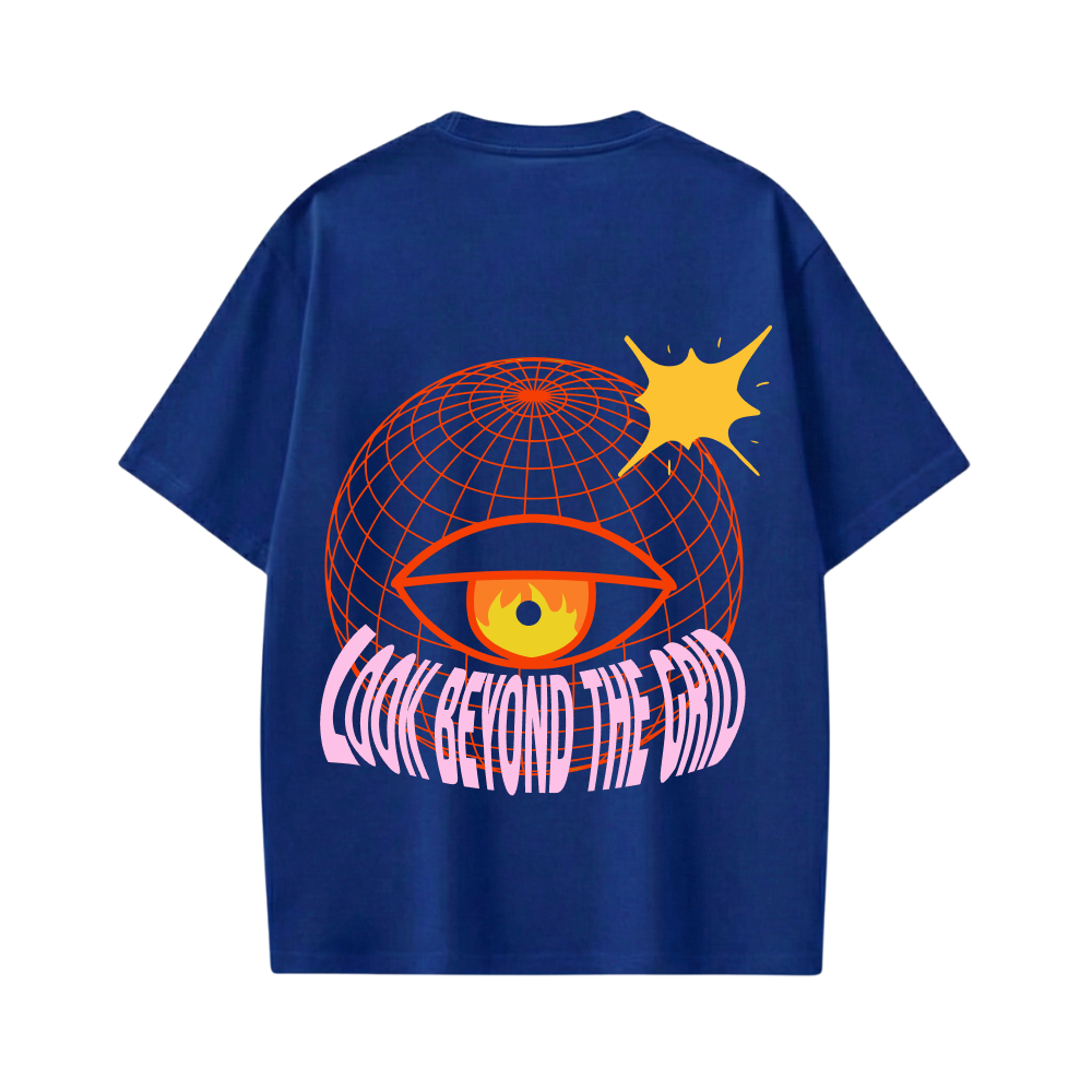 Smiling Cat- Look Beyond The Grid (Dark Blue)Tshirt