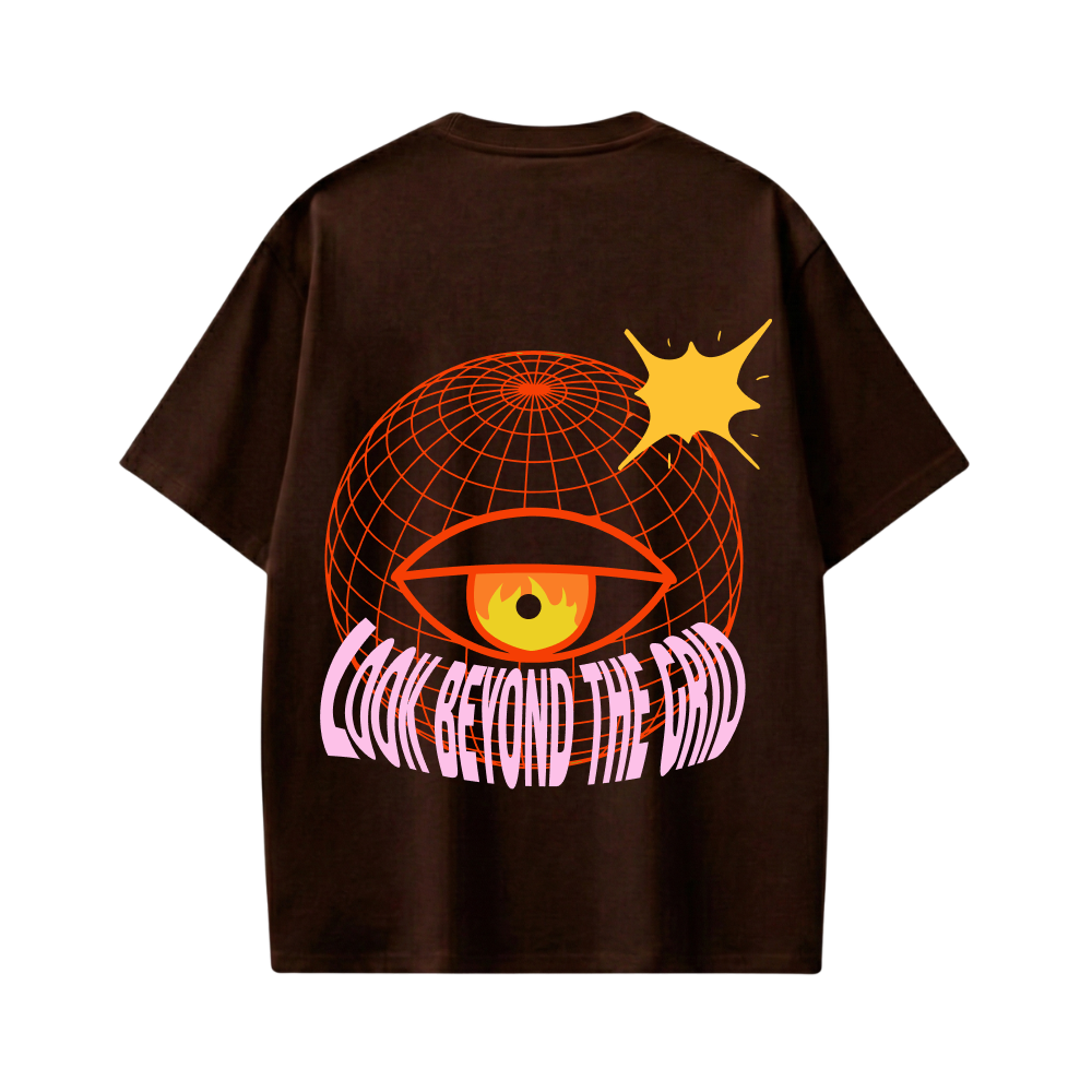 Smiling Cat- Look Beyond The Grid (Dark Brown)T-shirt