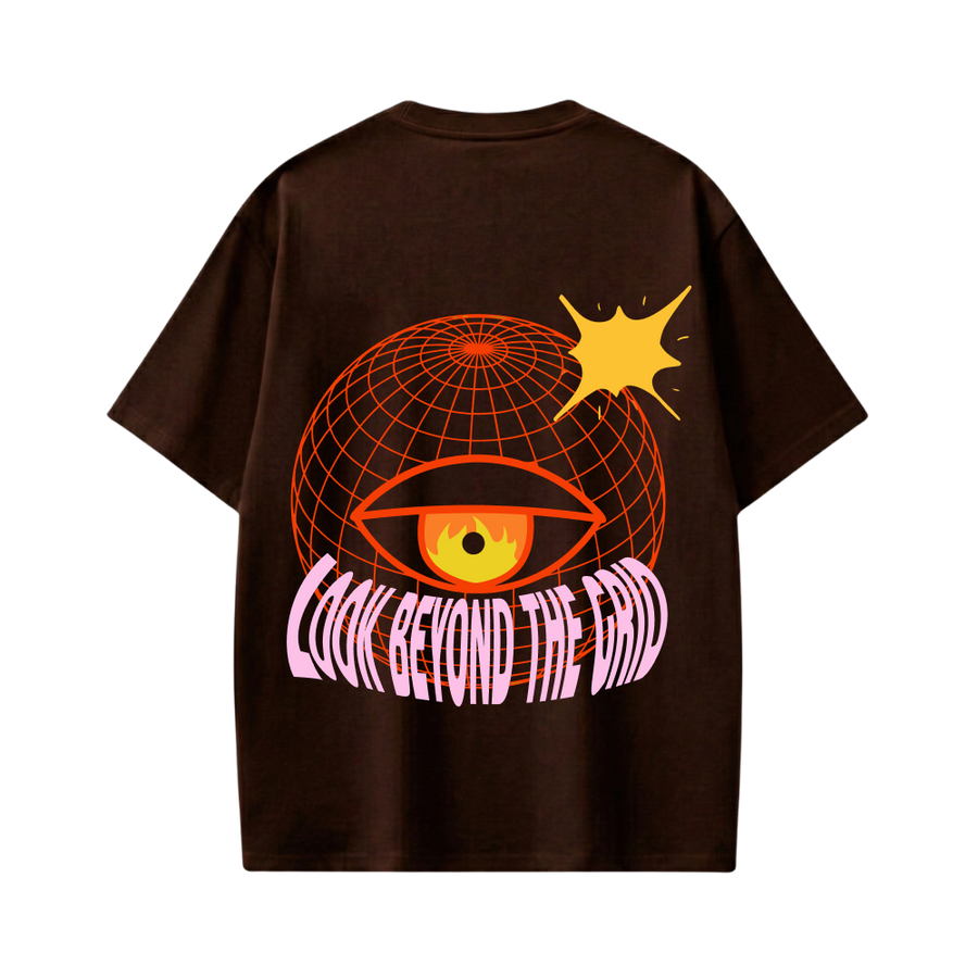 Smiling Cat- Look Beyond The Grid (Dark Brown)T-shirt