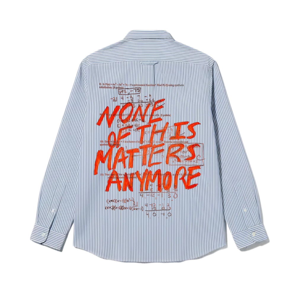 Smiling Cat- None Of This Matters Anymnore Striped Shirt