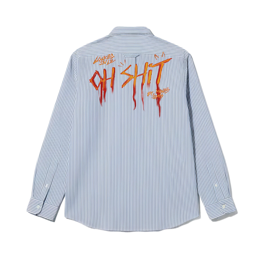 Smiling Cat- Oh Shit Striped Shirt