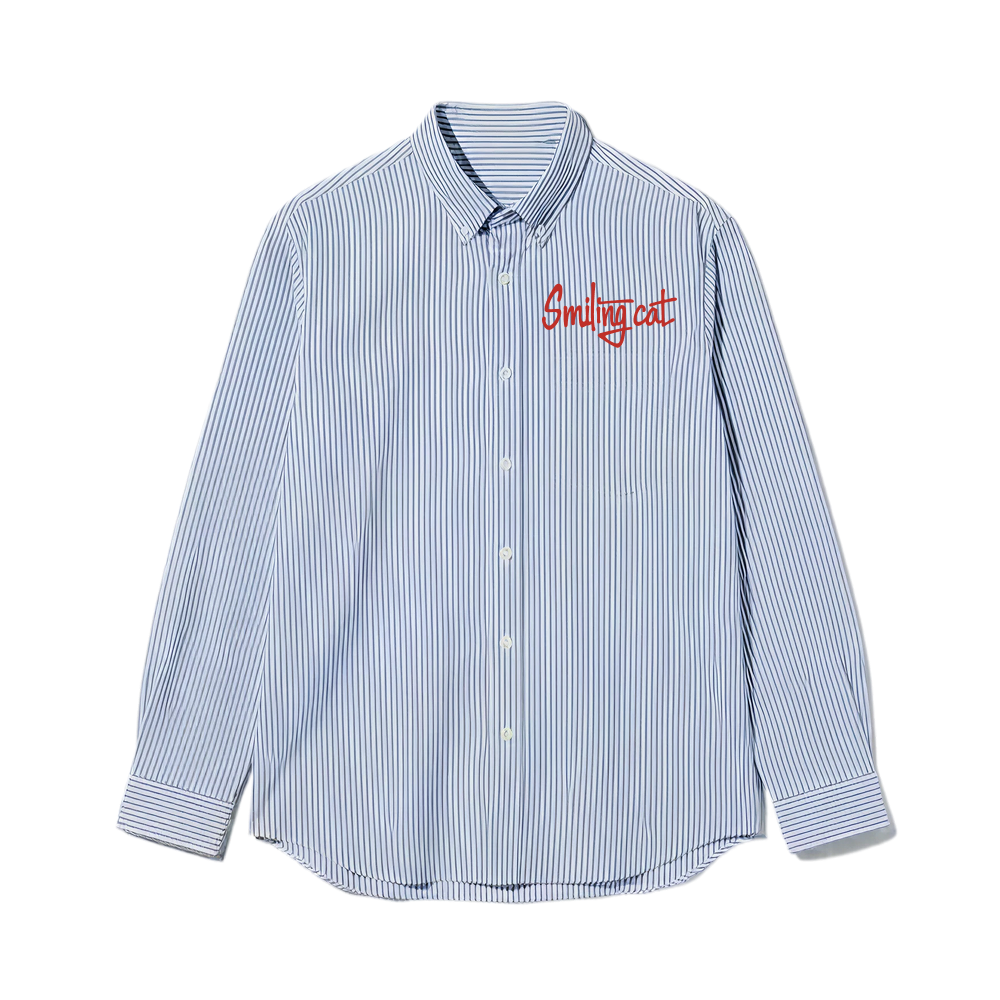 Smiling Cat- Oh Shit Striped Shirt
