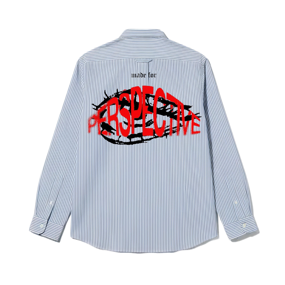 Smiling Cat-Perspective Striped Shirt