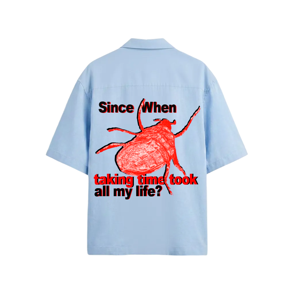 Smiling Cat- Since When Taking Time Took All My Life Bowling shirt (Light Blue)