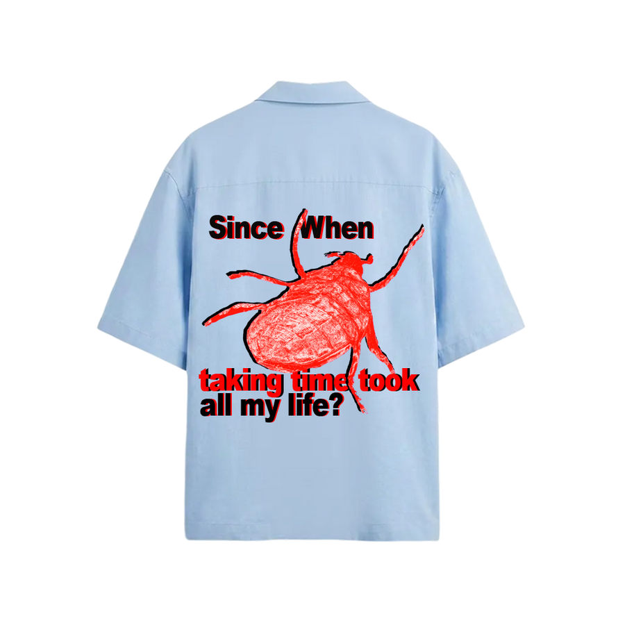 Smiling Cat- Since When Taking Time Took All My Life Bowling shirt (Light Blue)