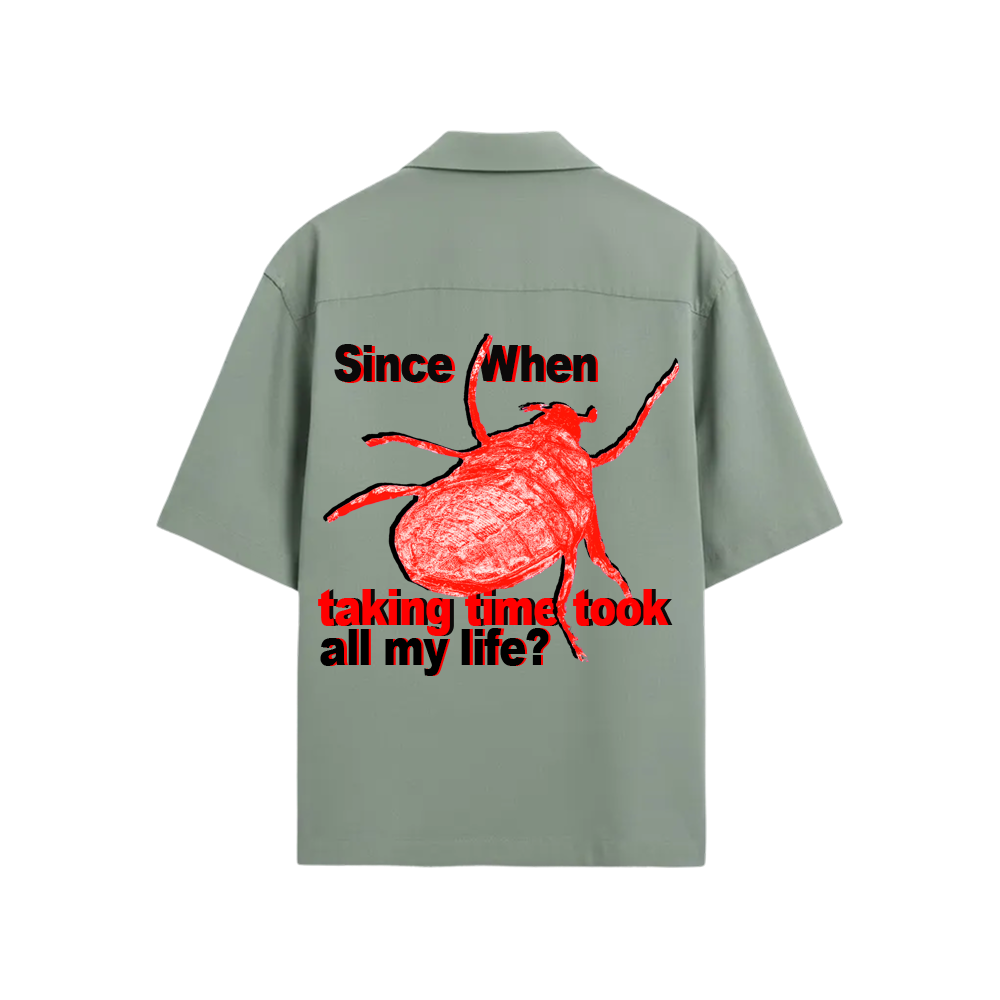 Smiling Cat- Since When Taking Time Took All My Life Bowling shirt (Sage Green)