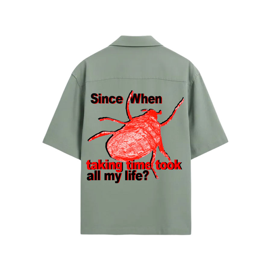 Smiling Cat- Since When Taking Time Took All My Life Bowling shirt (Sage Green)
