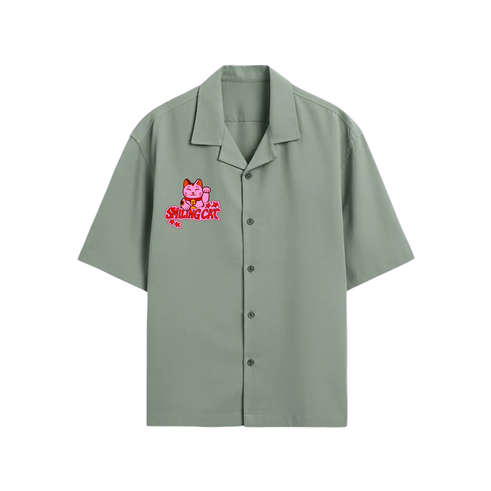 Smiling Cat- Since When Taking Time Took All My Life Bowling shirt (Sage Green)