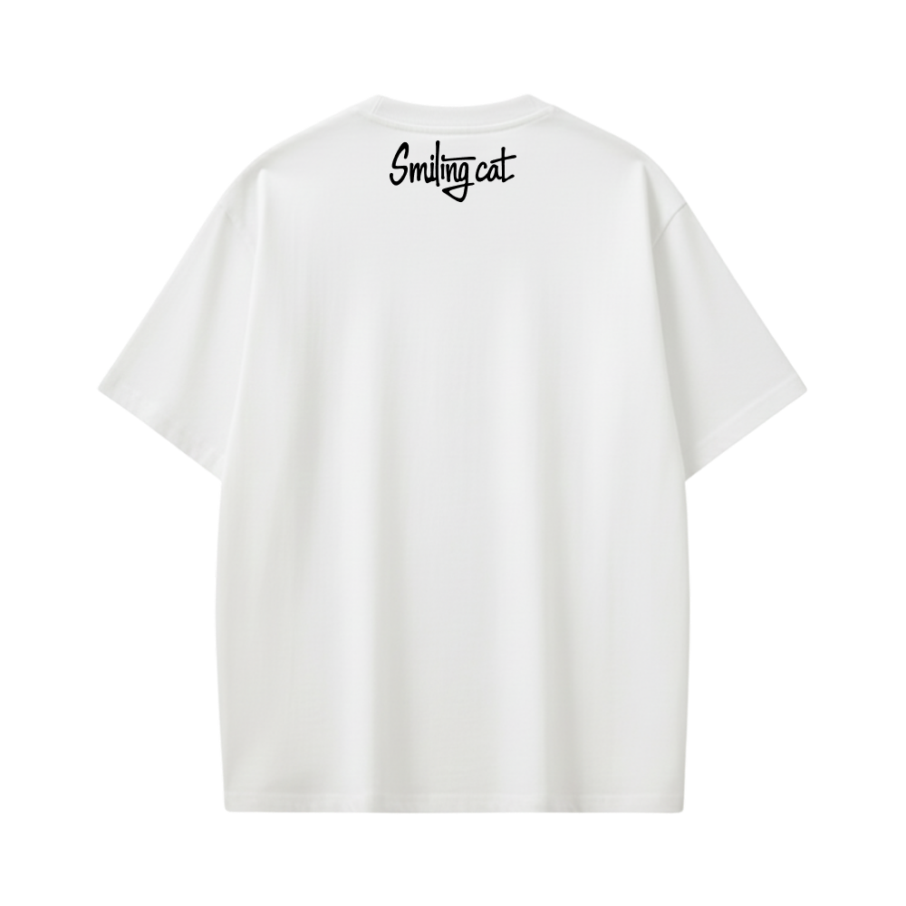 Smiling Cat- Small Talk Is Noise Pollution Tshirt(White)