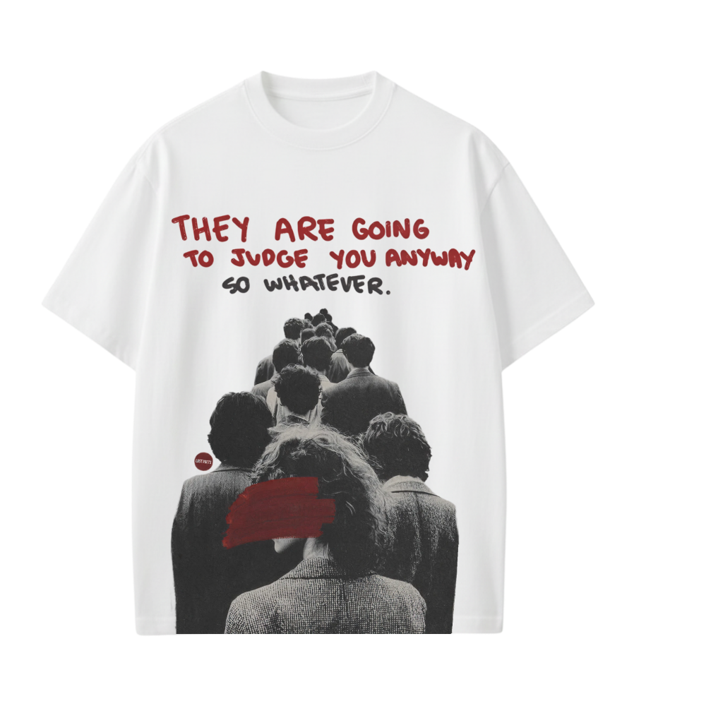 Smiling Cat- They Are Going To Judge Tshirt(White)