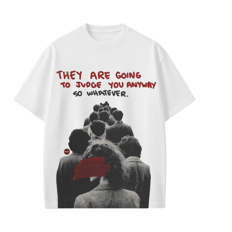 Smiling Cat- They Are Going To Judge Tshirt(White)