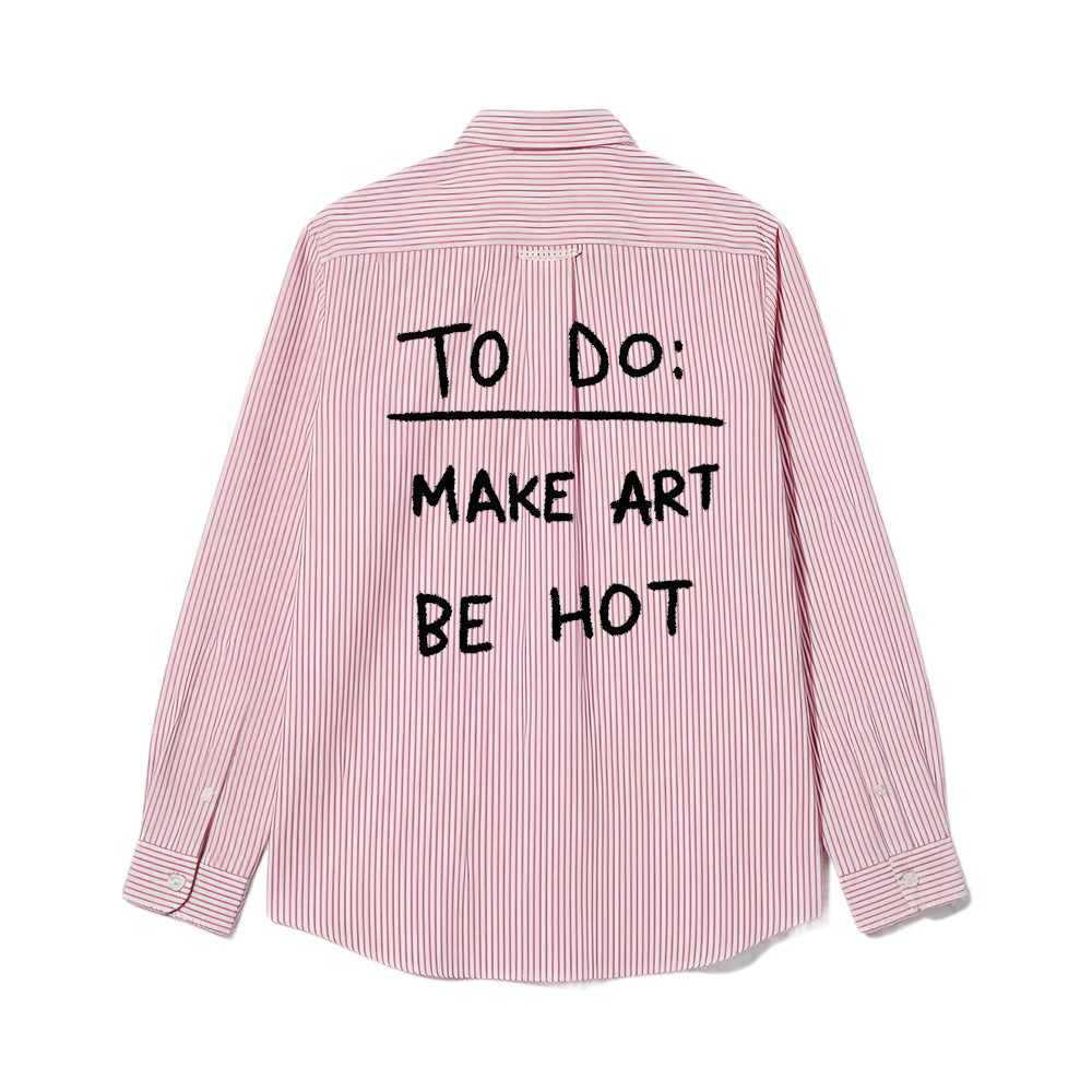 Smiling Cat- To Do List Striped Shirt