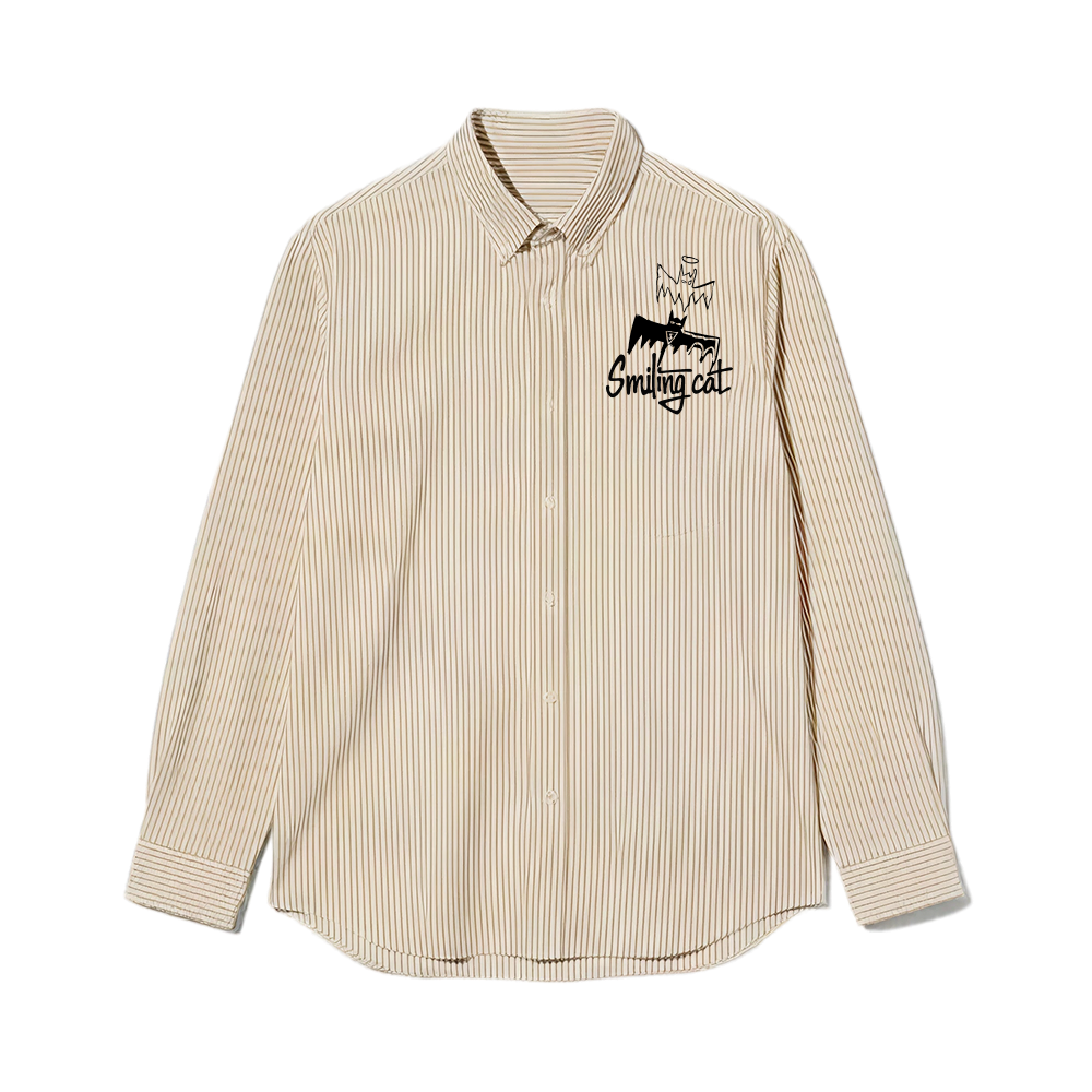 Smiling Cat- Too Weird To Live Striped Shirt
