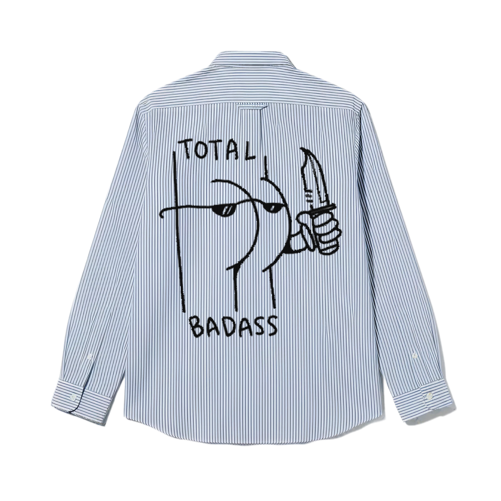 Smiling Cat- Total Badass Striped Shirt