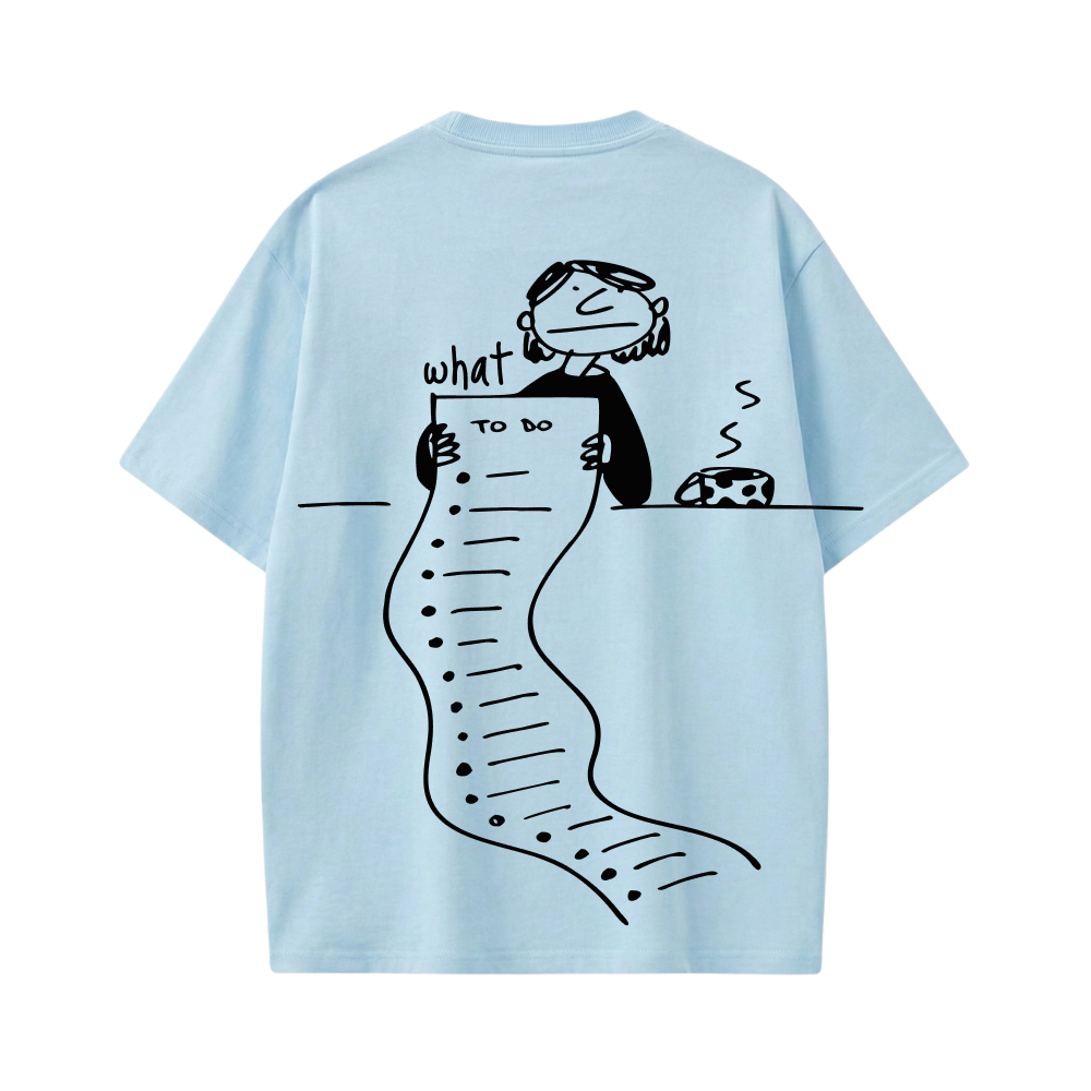 Smiling Cat- What To Do_ (Light Blue)Tshirt