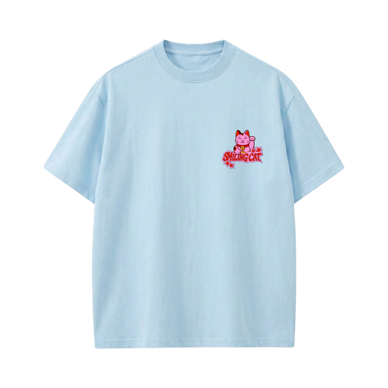 Smiling Cat- What To Do_ (Light Blue)Tshirt