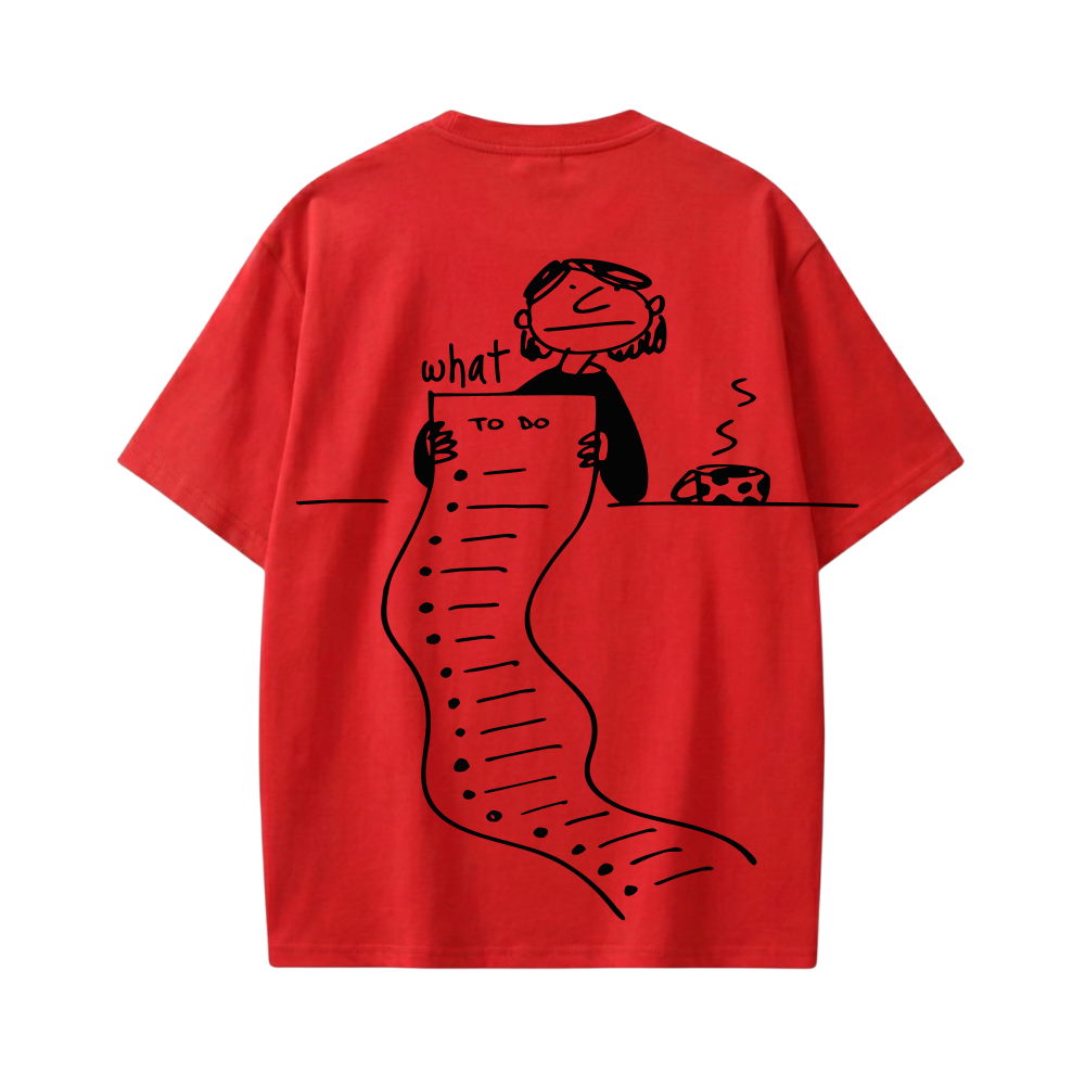 Smiling Cat- What To Do_ (Red)Tshirt