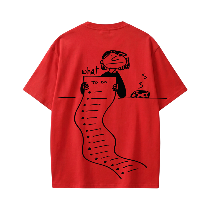 Smiling Cat- What To Do_ (Red)Tshirt