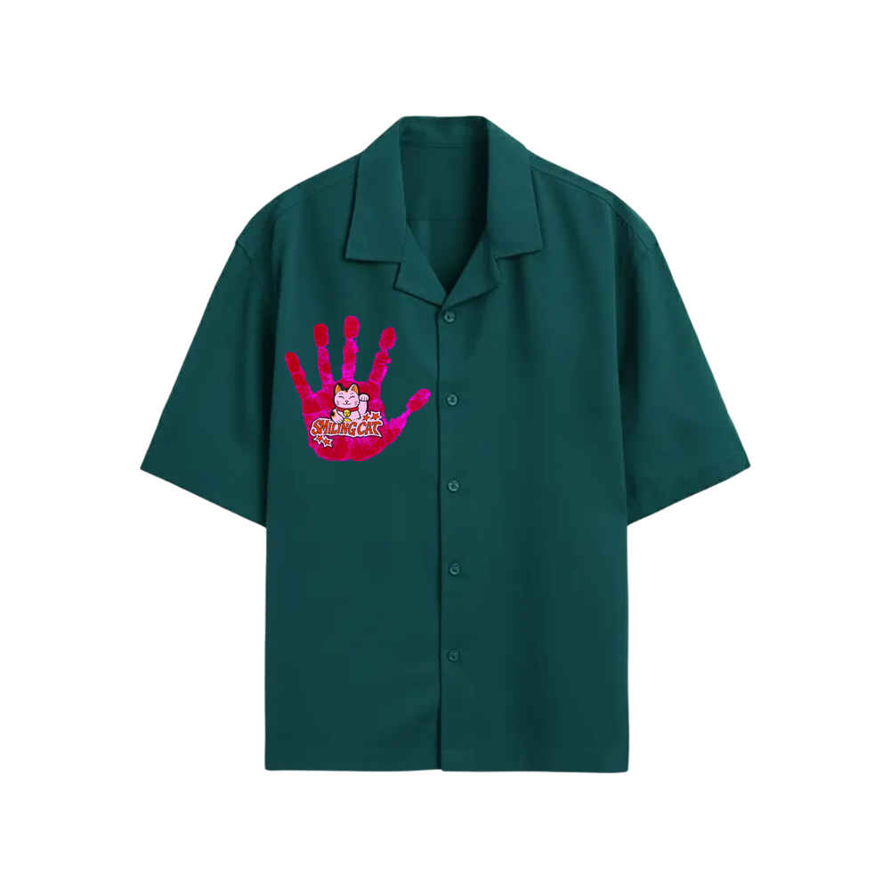 Smiling Cat-You Can_t Stop Me Bowling Shirt (Teel)