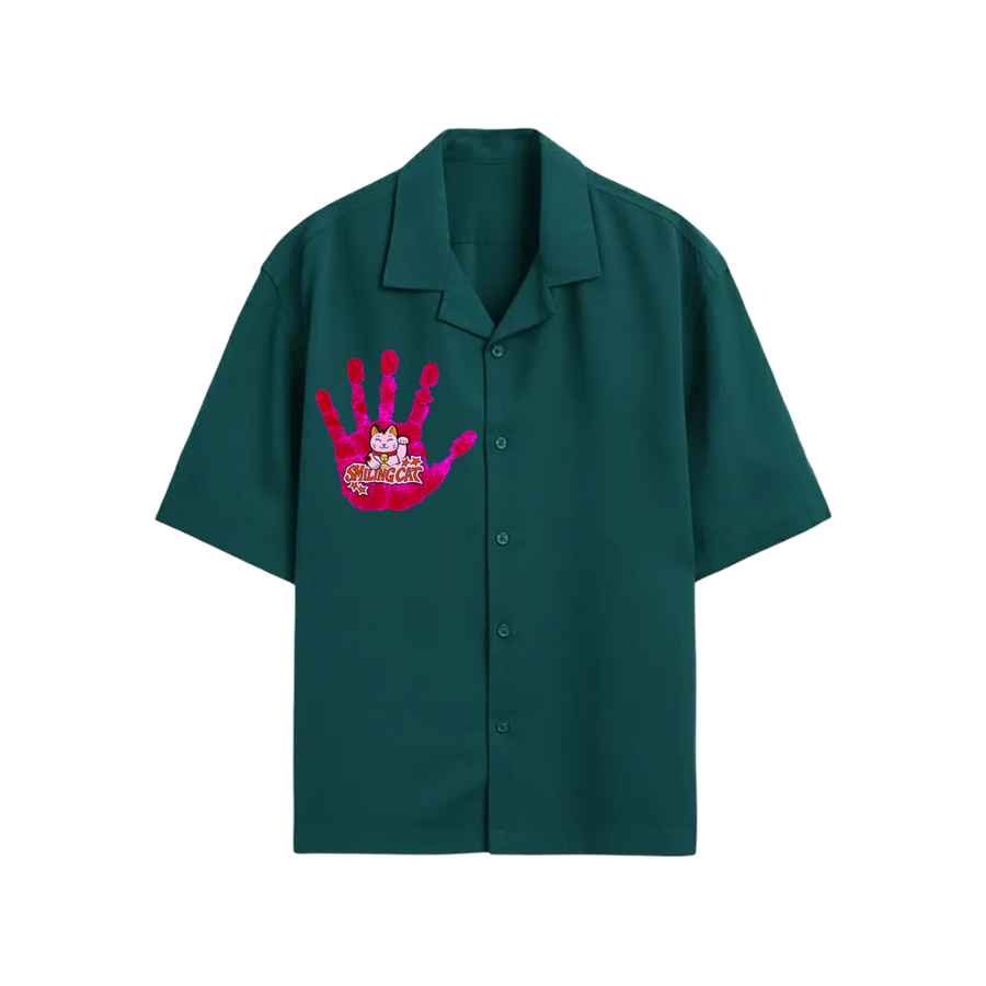Smiling Cat-You Can_t Stop Me Bowling Shirt (Teel)