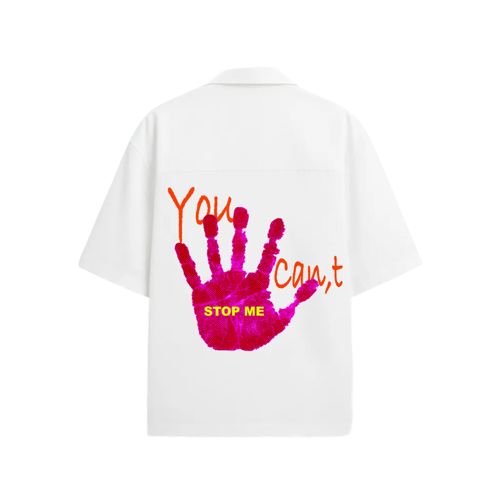 Smiling Cat-You Can_t Stop Me Bowling Shirt (White)