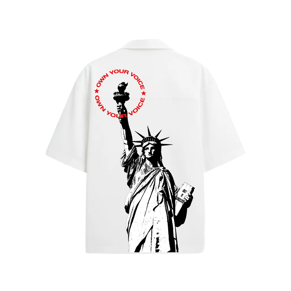 Smiling Cat- statue Of Smiling Cat Bowling Shirt(White)