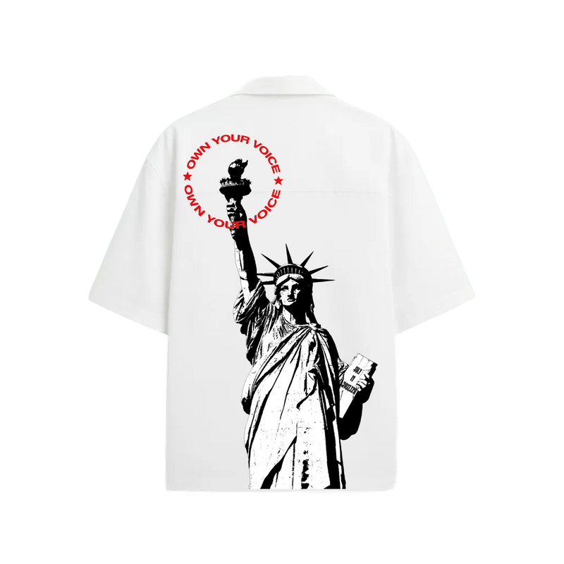 Smiling Cat- statue Of Smiling Cat Bowling Shirt(White)