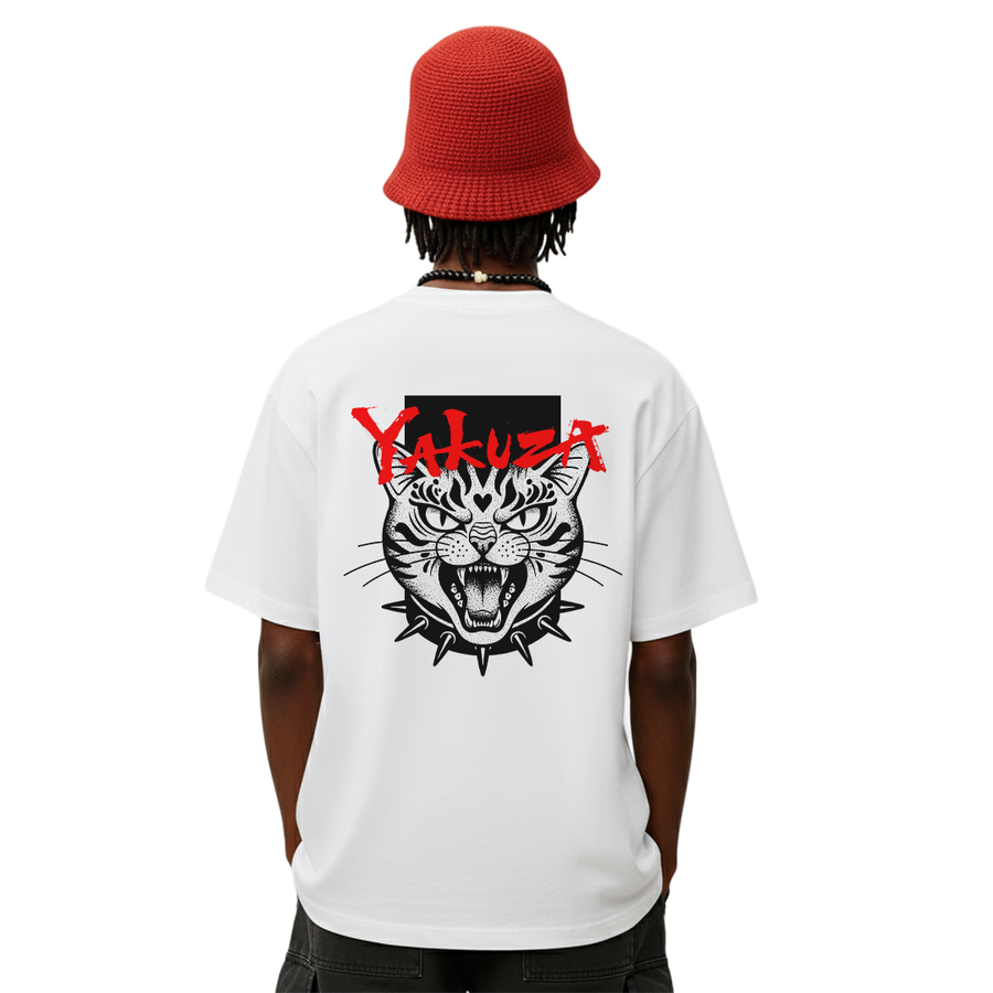 Yakuza Cat White Oversized T-Shirt