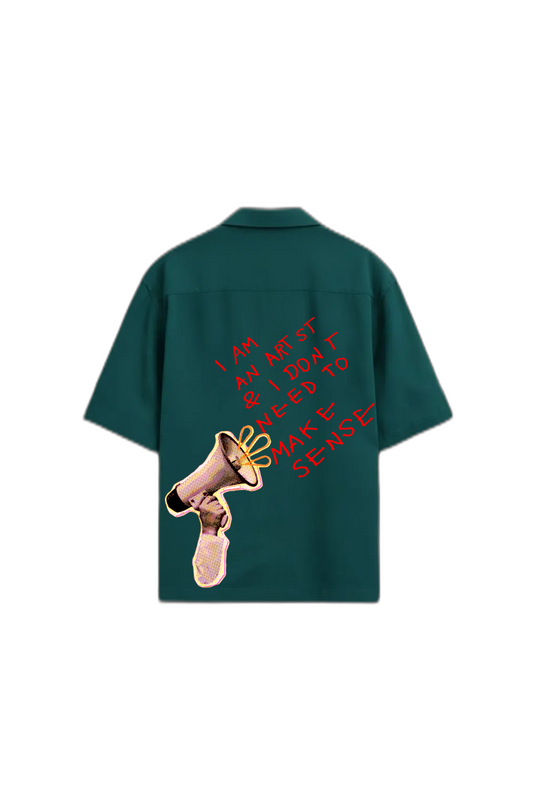 Smiling Cat- I Am an Artist I Dont Need to Make Sense Bowling Shirt (Teal)