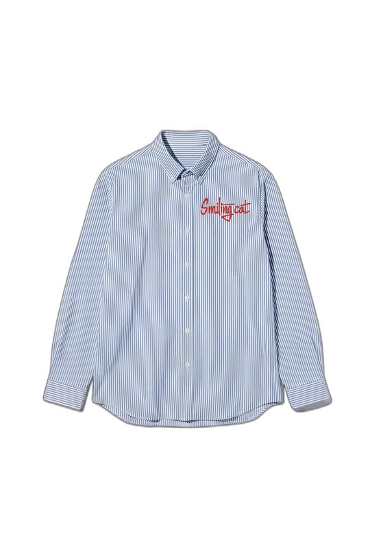 Smiling Cat- Oh Shit Striped Shirt