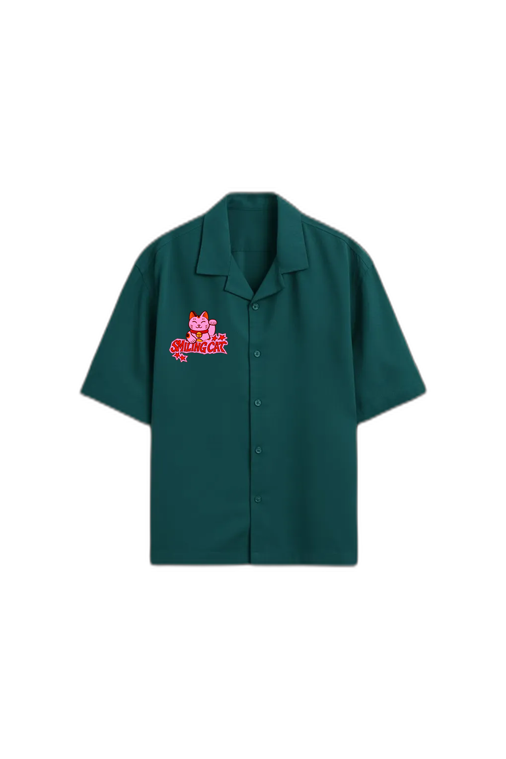 Smiling Cat- Karma Bowling Shirt (Teel)