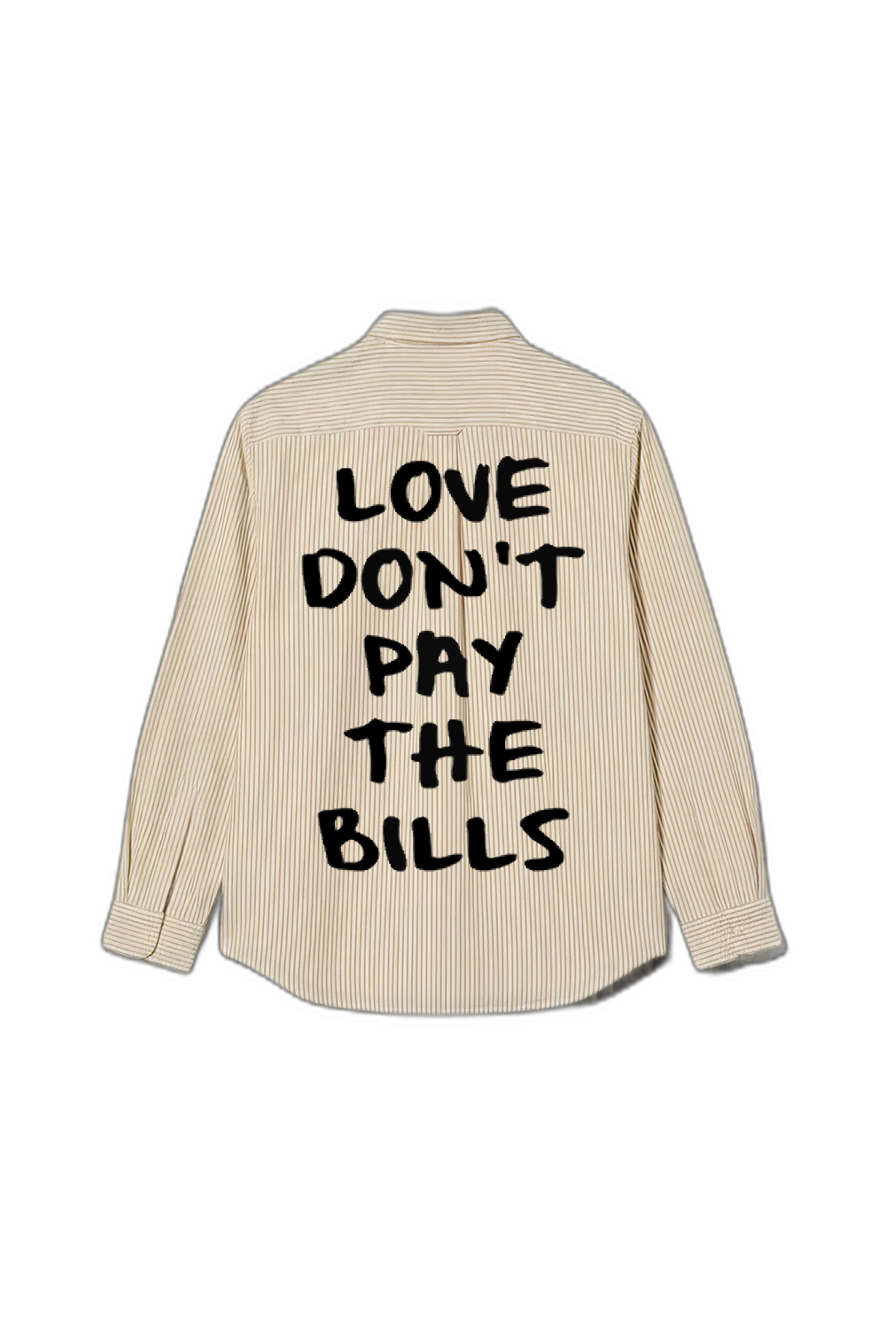 Smiling Cat- Love Don_t Pay the Bills Striped Shirt