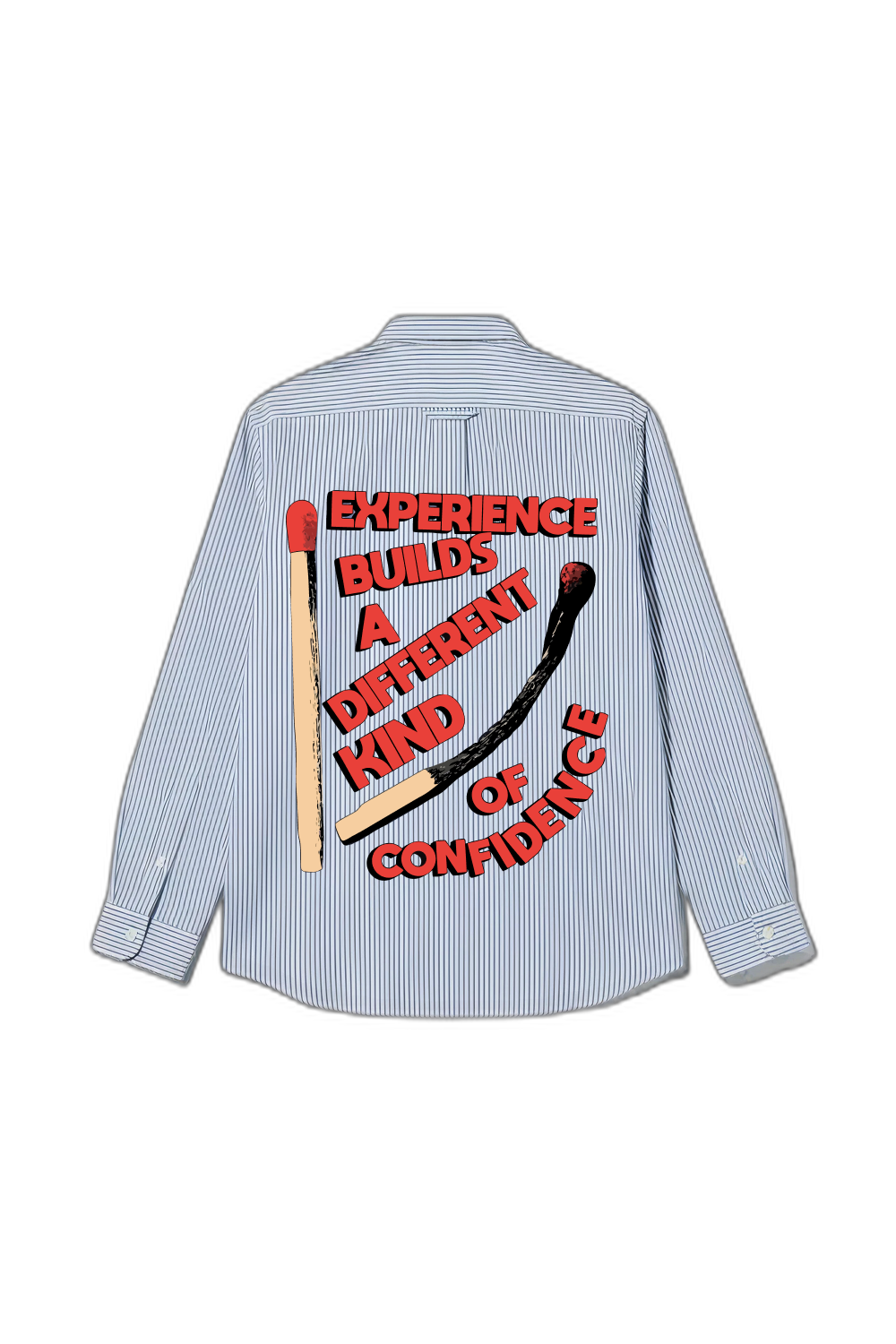 Smiling Cat- Experience Builds Confidence Striped Shirt