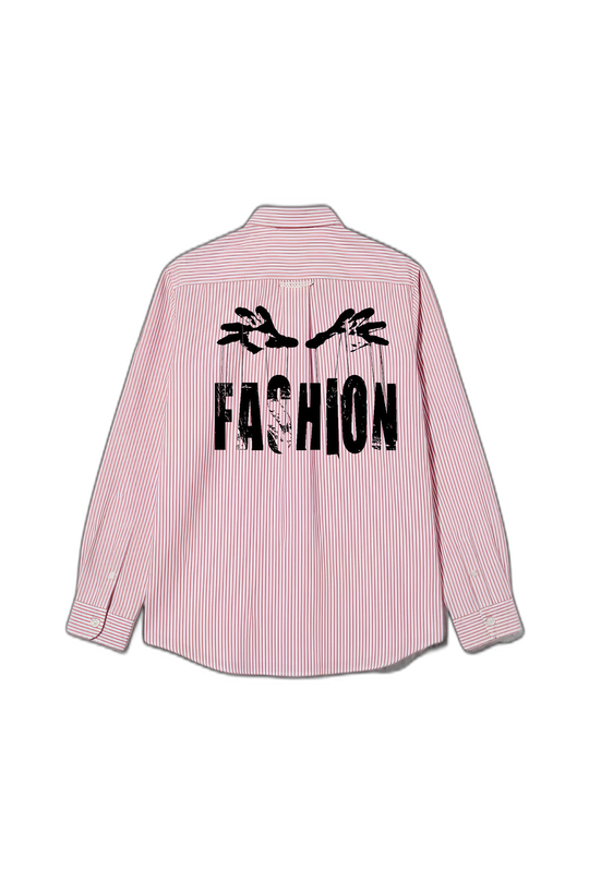 Smiling Cat- Fashion Striped Shirt(Pink)