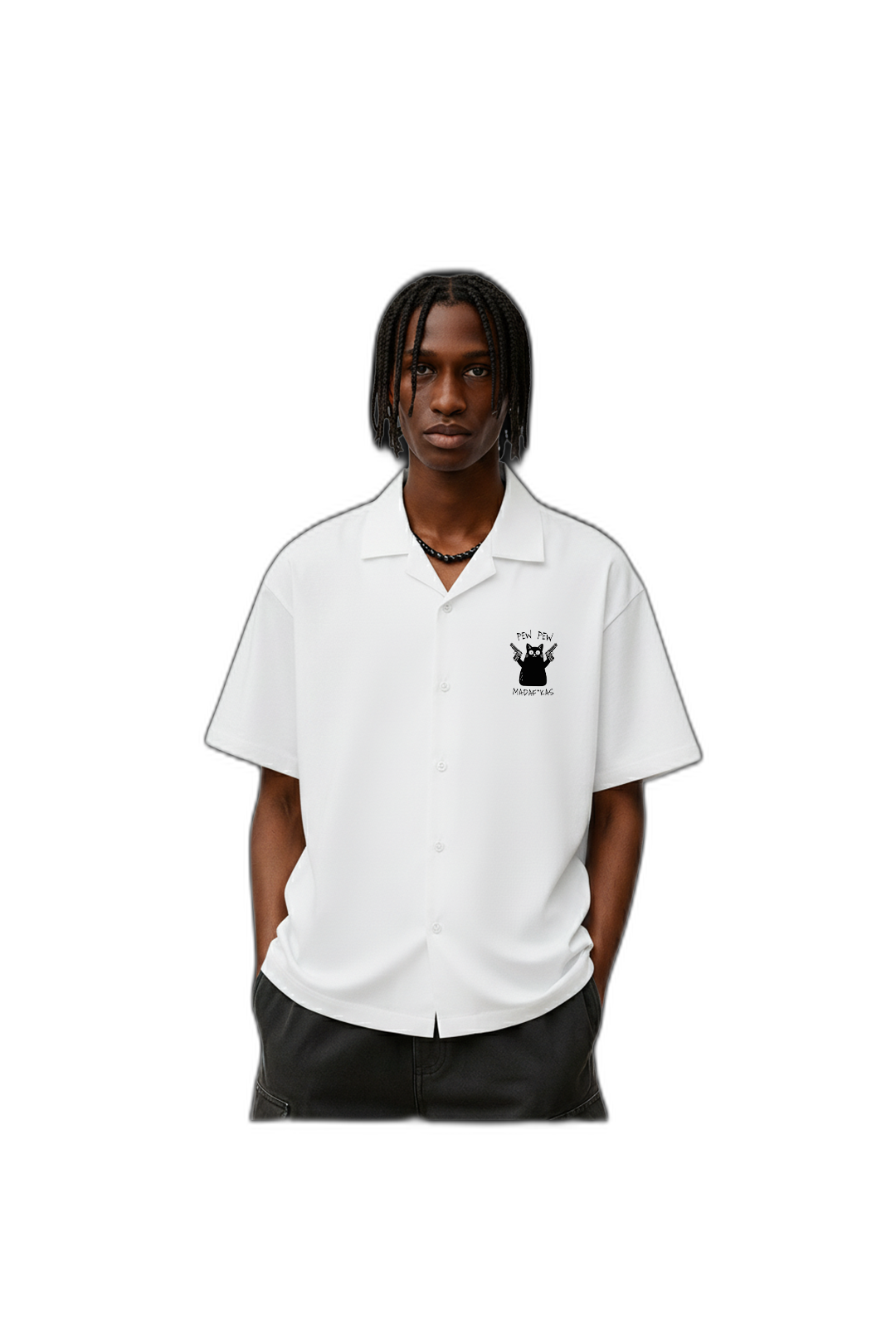 Pew Pew White Bowling Shirt