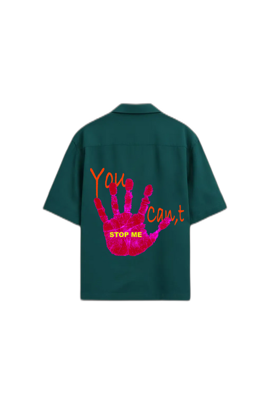 Smiling Cat-You Can_t Stop Me Bowling Shirt (Teel)