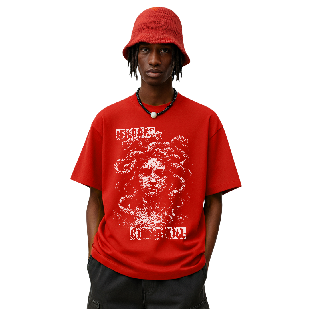 If Looks Could Kill Red Oversized T-Shirt