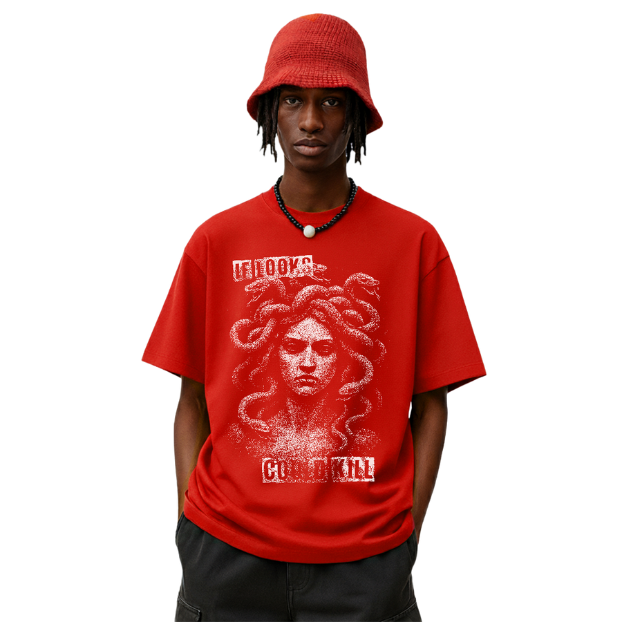 If Looks Could Kill Red Oversized T-Shirt